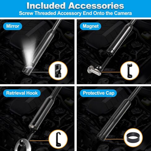 Endoscope Camera with Light Dual-Lens 1920P HD Borescope with 8+1 Adjustable LED Light Endoscope 16.5FT Semi-Rigid Snake Cable 8mm IP67 Waterproof Inspection Camera for iPhone, iPad, and Android Phone in Saudi Arabia