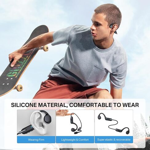Bone Conduction Headphones Bluetooth 5.3 Open Ear Headphones Wireless Running Headphones IPX8 Waterproof Underwater Swimming Headphones with Mic Built-in 32G MP3 for Workout(Black-red) in Saudi Arabia