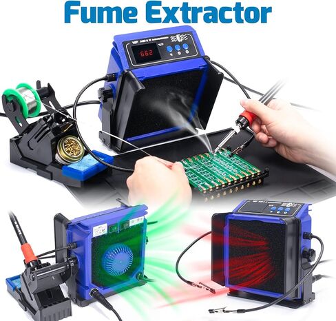 WEP 948DQ-III Fume Extractor Double Filtering with 110W Soldering Iron Station 2-in-1 Solder Smoke Absorber, with PID Control, ℉/℃, Sleep Mode, Tip Cleaner, 3 Soldering Tips, 35g Solder in Saudi Arabia