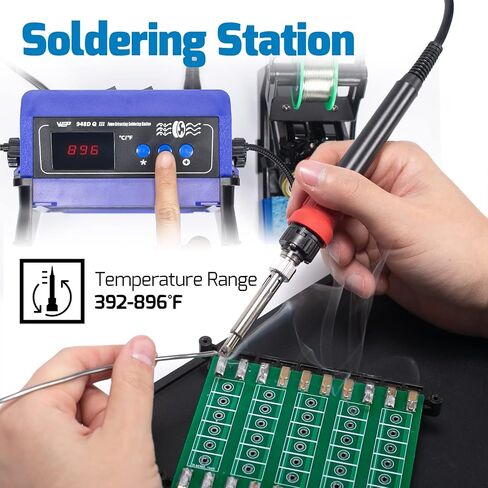 WEP 948DQ-III Fume Extractor Double Filtering with 110W Soldering Iron Station 2-in-1 Solder Smoke Absorber, with PID Control, ℉/℃, Sleep Mode, Tip Cleaner, 3 Soldering Tips, 35g Solder in Saudi Arabia