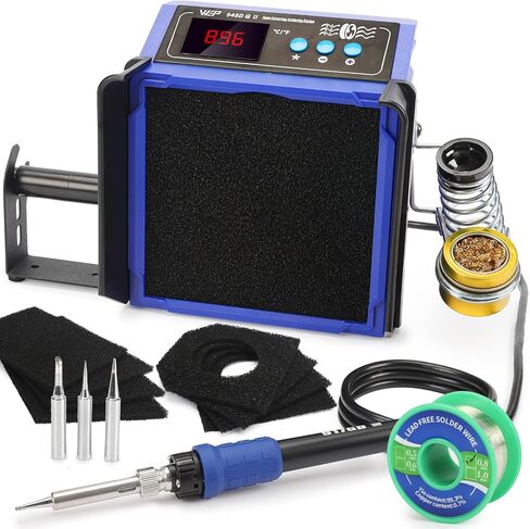 WEP 948DQ-III Fume Extractor Double Filtering with 110W Soldering Iron Station 2-in-1 Solder Smoke Absorber, with PID Control, ℉/℃, Sleep Mode, Tip Cleaner, 3 Soldering Tips, 35g Solder in Saudi Arabia