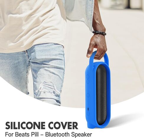 Silicone Protective Case Cover Compatible for Beats Pill 2024 Portable Wireless Bluetooth Speaker, Travel Carrying Pouch Stand Up Shell with Handle (Black) in Kuwait