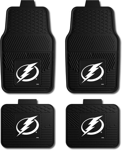 FANMATS 39573 NHL - Tampa Bay Lightning 4-pc Vinyl Car Mat Set | Black | Front & Rear Car Mats | Lightning Bolt Primary Logo in Saudi Arabia
