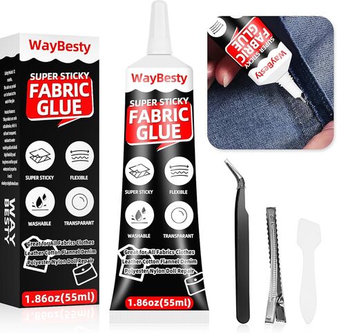 Fabric Glue Permanent, Fabric Adhesive Clear Washable Strong Waterproof Fabric Glue for All Fabrics, Clothes, Leather, Cotton, Flannel, Denim, Polyester, Doll Repair 1pcs in Saudi Arabia