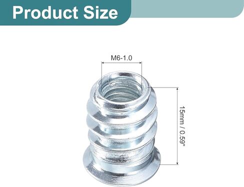 100 قطعة من حشوات Uxcell الملولبة، M6-1x20 من الفولاذ الكربوني المطلي بالزنك، حشوات ملولبة من الفولاذ الكربوني لأدوات العمل الخشبية وملحقاتها in Kuwait