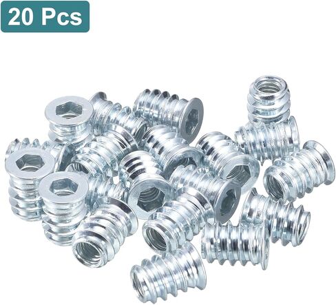 100 قطعة من حشوات Uxcell الملولبة، M6-1x20 من الفولاذ الكربوني المطلي بالزنك، حشوات ملولبة من الفولاذ الكربوني لأدوات العمل الخشبية وملحقاتها in Kuwait