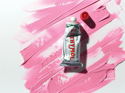 [Euthymol] Natural Flouride-Free Formula/Strong Mint Flavor for Fresh Breath, 3.7 oz | Classic Pink Toothpaste for Fresh Breath, Plaque & Tartar Remover | Travel Size Aluminum Recyclable Tube in Kuwait