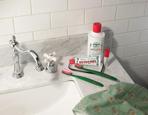 [Euthymol] Natural Flouride-Free Formula/Strong Mint Flavor for Fresh Breath, 3.7 oz | Classic Pink Toothpaste for Fresh Breath, Plaque & Tartar Remover | Travel Size Aluminum Recyclable Tube in Kuwait