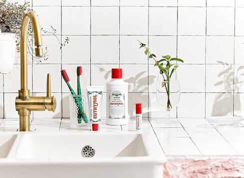 [Euthymol] Natural Flouride-Free Formula/Strong Mint Flavor for Fresh Breath, 3.7 oz | Classic Pink Toothpaste for Fresh Breath, Plaque & Tartar Remover | Travel Size Aluminum Recyclable Tube in Kuwait