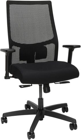 HON Office Desk Chair Ignition 2.0 - كرسي مكتب مريح، كراسي مكتب مكتب منزلي، مسند للذراعين وأسفل الظهر قابل للتعديل، مقعد منزلق، دعم للظهر، وسادة، عجلات دوارة، أسود in Kuwait