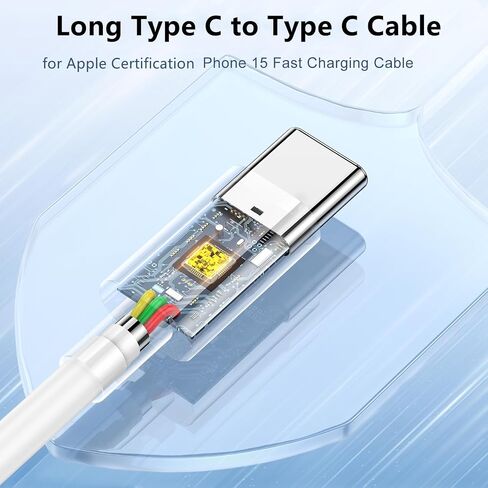 USB C to USB C Charger Cable 6ft, for Apple Certified Phone Charger Cable 60W, Long Type C to C Fast Charging Cord for Apple iPhone 16/16 Pro/15 Plus/15 Pro Max/iPad Pro 12.9/11 inch/5/4th/Mini 6Gen in Saudi Arabia