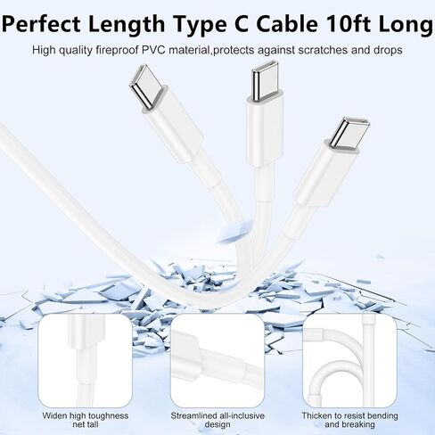 USB C to USB C Charger Cable 6ft, for Apple Certified Phone Charger Cable 60W, Long Type C to C Fast Charging Cord for Apple iPhone 16/16 Pro/15 Plus/15 Pro Max/iPad Pro 12.9/11 inch/5/4th/Mini 6Gen in Saudi Arabia