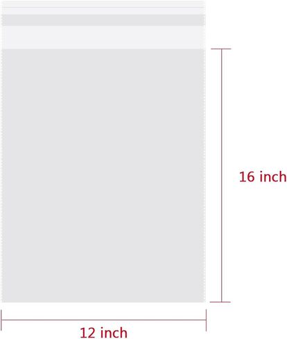 فولانيك 50 قطعة 12 × 16 بوصة أكياس تغليف بلاستيكية شفافة سميكة ذاتية الختم OPP كيس التشيلو لتغليف الهدايا in Kuwait