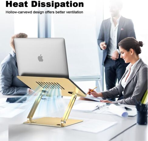 Adjustable Laptop Stand for Desk-Portable Laptop Riser Holder - Aluminum Ergonomic Computer Notebook Stand Holder for MacBook Air Pro, Dell XPS, HP (10-15.6'') (Gold) in Saudi Arabia