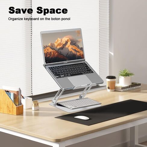 Adjustable Laptop Stand for Desk-Portable Laptop Riser Holder - Aluminum Ergonomic Computer Notebook Stand Holder for MacBook Air Pro, Dell XPS, HP (10-15.6'') (Gold) in Saudi Arabia