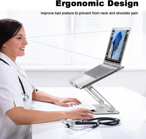 Adjustable Laptop Stand for Desk-Portable Laptop Riser Holder - Aluminum Ergonomic Computer Notebook Stand Holder for MacBook Air Pro, Dell XPS, HP (10-15.6'') (Gold) in Saudi Arabia