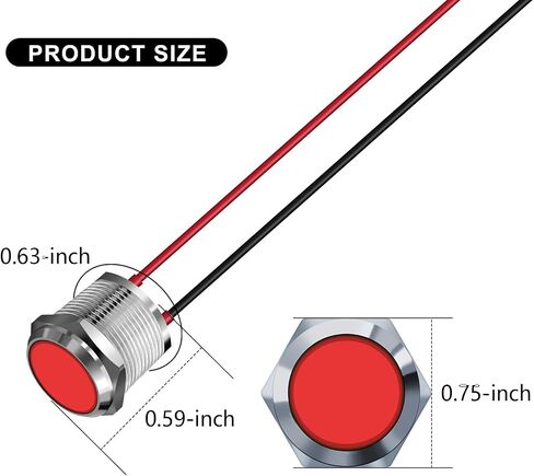 10 Pcs LED Metal Waterproof Indicator Light, 12-24V 1/4'' Mounting Hole Pre-Wired Pilot Signal Light for Car, Trucks, Boats, Marine, Dash, Industrial Electricity (Yellow, 6mm) in Saudi Arabia
