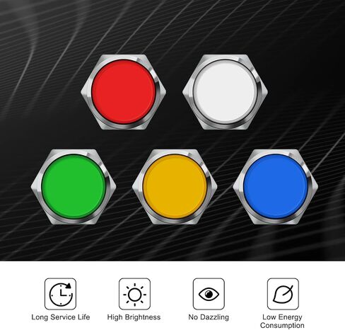 10 Pcs LED Metal Waterproof Indicator Light, 12-24V 1/4'' Mounting Hole Pre-Wired Pilot Signal Light for Car, Trucks, Boats, Marine, Dash, Industrial Electricity (Yellow, 6mm) in Saudi Arabia
