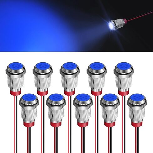 10 Pcs LED Metal Waterproof Indicator Light, 12-24V 1/4'' Mounting Hole Pre-Wired Pilot Signal Light for Car, Trucks, Boats, Marine, Dash, Industrial Electricity (Yellow, 6mm) in Saudi Arabia