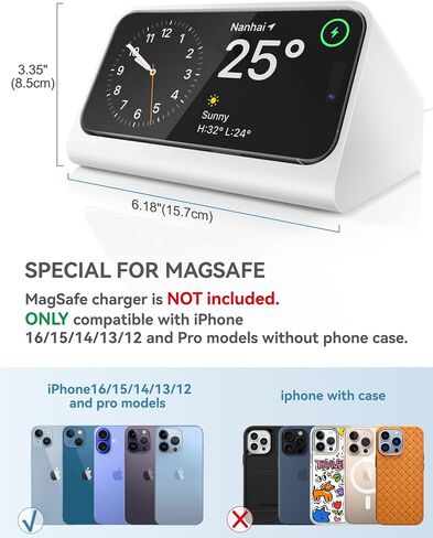 TOPGO for iPhone Standby Mode Dock, DN40 Charging Stand for Magsafe Wireless Charger Compatible with iPhone 16/15 Pro Max for Bedside Phone Holder Bedroom Nightstand Alarm Clock Docking Station in Saudi Arabia