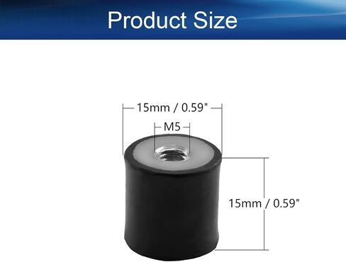 Yinpecly 8pcs M5 Carbon Steel Vibration Rubber Isolators Thread Rubber Mounts, Black Replaces Anti-Vibration Pads Flat Silent Base Block in Kuwait