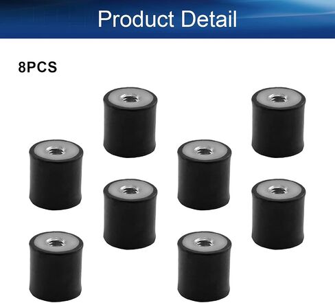 Yinpecly 8pcs M5 Carbon Steel Vibration Rubber Isolators Thread Rubber Mounts, Black Replaces Anti-Vibration Pads Flat Silent Base Block in Kuwait
