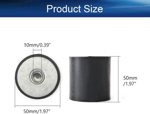 Yinpecly 8pcs M5 Carbon Steel Vibration Rubber Isolators Thread Rubber Mounts, Black Replaces Anti-Vibration Pads Flat Silent Base Block in Kuwait