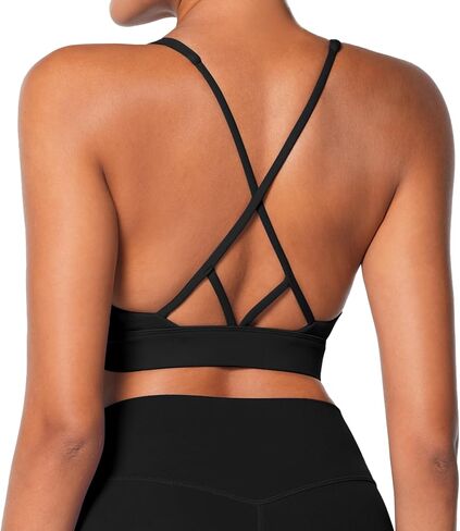 Sunzel Sports Bra for Women V Neck Criss Cross Back Running Bras Removable Cups Wirefree Padded Workout Bra Yoga Gym in Kuwait