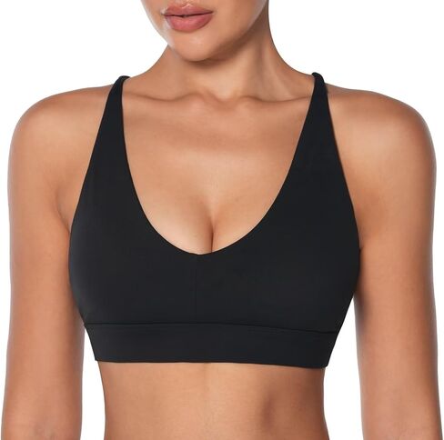 Sunzel Sports Bra for Women V Neck Criss Cross Back Running Bras Removable Cups Wirefree Padded Workout Bra Yoga Gym in Kuwait