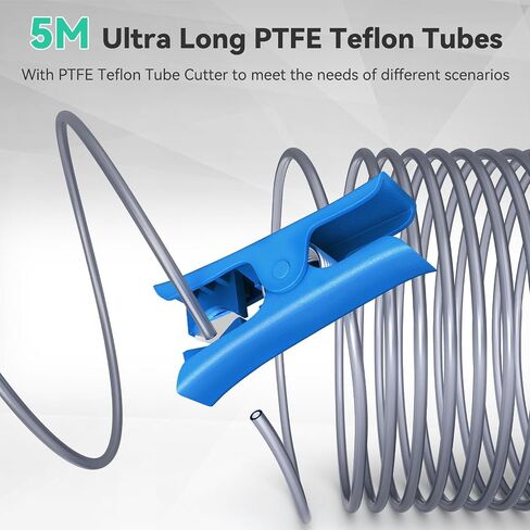 أنبوب تيفلون PTFE فائق النعومة من YOOPAI رمادي 5 متر مع قاطع أنبوب، معرف 2.5 مم × OD 4 مم أنابيب تفلون PTFE، مقاوم للحرارة، تشحيم عالي، احتكاك منخفض لسلسلة Bambu Lab A1/P1/X1، جميع طابعات Creality ثلاثية الأبعاد in Saudi Arabia