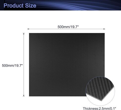 MECCANIXITY 3K Carbon Fiber Plate Panel Sheets, 500 x 500 x 2.5mm Carbon Fiber Board Plate Flexible for RC Aircraft, Model Car, Auto Parts (Twill Matte) in Kuwait