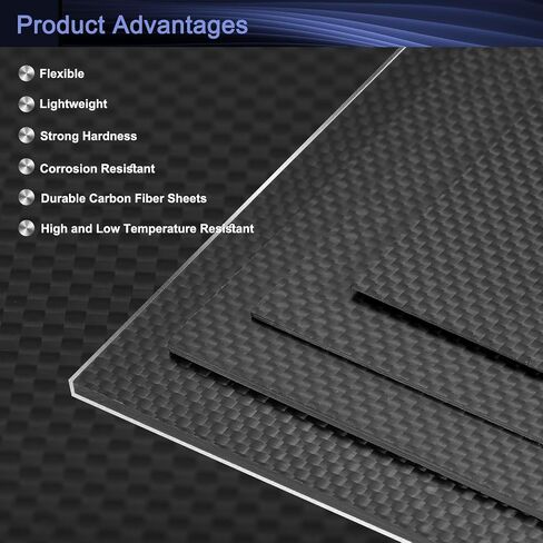 MECCANIXITY 3K Carbon Fiber Plate Panel Sheets, 500 x 500 x 2.5mm Carbon Fiber Board Plate Flexible for RC Aircraft, Model Car, Auto Parts (Twill Matte) in Kuwait