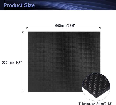 MECCANIXITY 3K Carbon Fiber Plate Panel Sheets, 500 x 500 x 2.5mm Carbon Fiber Board Plate Flexible for RC Aircraft, Model Car, Auto Parts (Twill Matte) in Kuwait