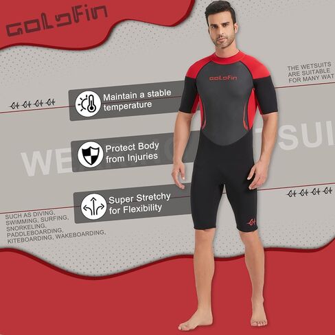 GoldFin Mens Wetsuit, 3mm Shorty Back Zip Wetsuits for Men in Saudi Arabia