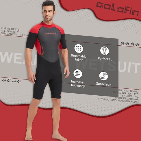 GoldFin Mens Wetsuit, 3mm Shorty Back Zip Wetsuits for Men in Saudi Arabia
