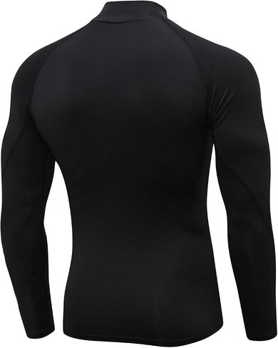 Mens 2 Pack Mock Turtleneck Compression Shirt Long Sleeve Sports Undershirt Athletic Baselayer Running T-Shirt in Saudi Arabia