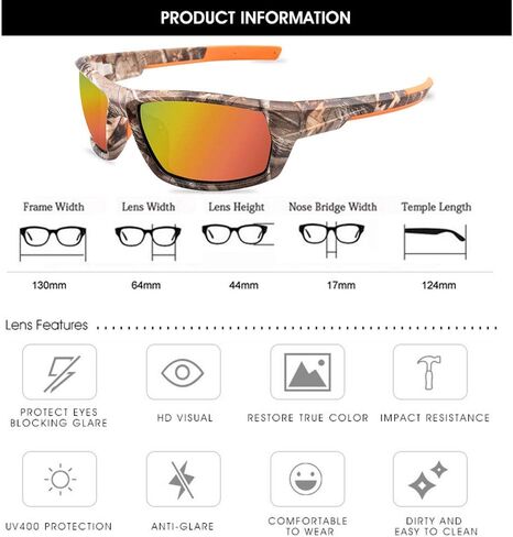 Polarized Camo Sunglasses for Men Women Fishing Sports Outdoor Hunting UV Protection Glasses in Kuwait