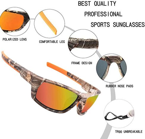 Polarized Camo Sunglasses for Men Women Fishing Sports Outdoor Hunting UV Protection Glasses in Kuwait