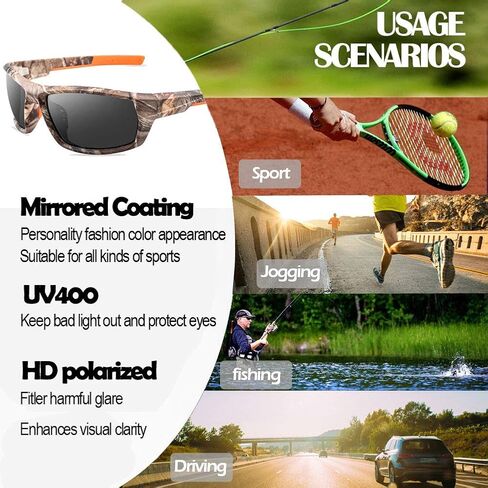 Polarized Camo Sunglasses for Men Women Fishing Sports Outdoor Hunting UV Protection Glasses in Kuwait