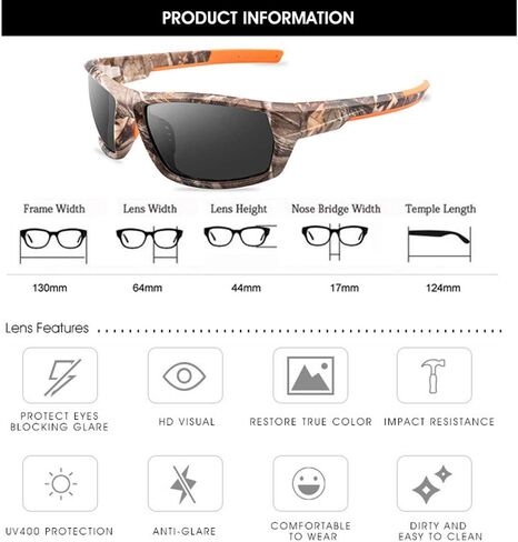 Polarized Camo Sunglasses for Men Women Fishing Sports Outdoor Hunting UV Protection Glasses in Kuwait