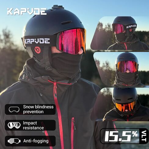 نظارات تزلج KAPVOE على الجليد للرجال والنساء نظارات ثلج مغناطيسية OTG مضادة للضباب حماية من الأشعة فوق البنفسجية بنسبة 1OO% in Kuwait