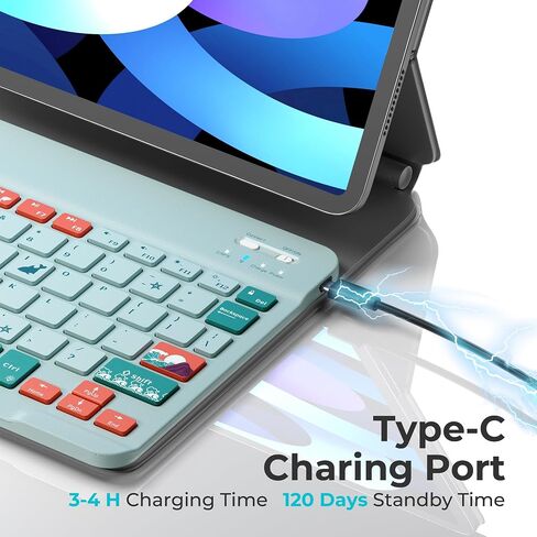 iPad Pro 11-inch Case with Keyboard (M4) - Kanagawa Magnetic Wireless Keyboard with Pencil Charging 7 Colors Backlit Stain Proof Folio Keyboard Cover for iPad Pro 11 Inch 2024 - Black in Saudi Arabia