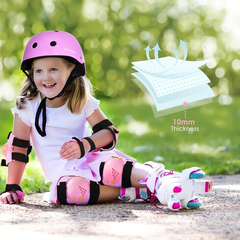 TOMSHOO Adjustable Helmet for Ages 5-16 Kids Toddler Boys Girls Youth,Protective Gear Set with Elbow Knee Wrist Pads for Skateboard, Bike, Skating, Cycling Roller Skate in Kuwait