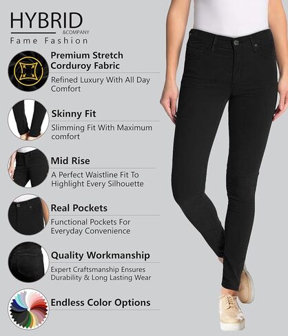 Hybrid & Company Super Comfy Stretch Women 5 Pockets Corduroy Skinny Pants in Kuwait