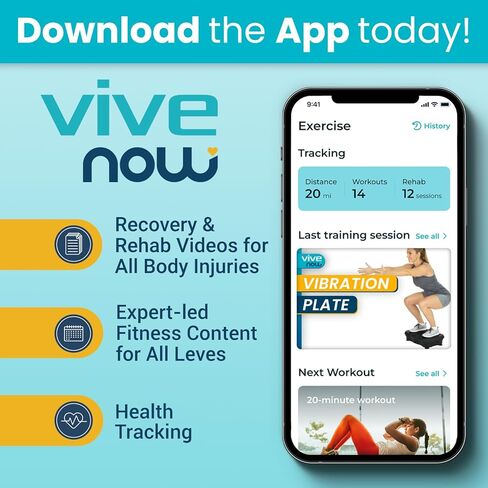 آلة تمرين لوحة الاهتزاز Vive - منصة اهتزاز لوحة الاهتزاز مع أشرطة تمرين المقاومة - آلة التصريف اللمفاوي للتشكيل والتنغيم والعافية والتعافي وفقدان الوزن in Kuwait