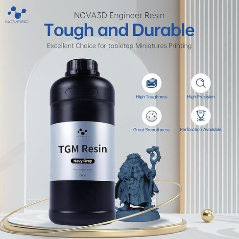 NOVA3D 16K TGM 3D Printer Resin,Tabletop Gaming,High Toughness,Impact Resistance Ultra Precision,405nm LCD Rapid Photopolymer Resin for Board Game Character Model LCD 3D Printing Navy Grey Resin 1kg in Saudi Arabia