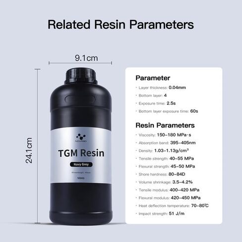NOVA3D 16K TGM 3D Printer Resin,Tabletop Gaming,High Toughness,Impact Resistance Ultra Precision,405nm LCD Rapid Photopolymer Resin for Board Game Character Model LCD 3D Printing Navy Grey Resin 1kg in Saudi Arabia
