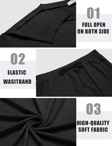 Deyeek Shoulder Surgery Shirts for Men Short Sleeve Full Open Side Snap Hospital Gowns Adaptive Post Shoulder Chemo Sets in Saudi Arabia