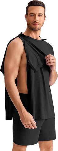 Deyeek Shoulder Surgery Shirts for Men Short Sleeve Full Open Side Snap Hospital Gowns Adaptive Post Shoulder Chemo Sets in Saudi Arabia