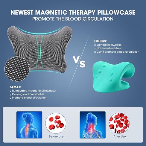 ZAMAT Neck and Shoulder Relaxer w/Magnetic Therapy Pillowcase, Neck Stretcher Chiropractic Pillows for Pain Relief, Cervical Traction Device for Relieve TMJ Headache Muscle Tension Spine Alignment in Saudi Arabia